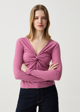 Ovs Striped T-Shirt With Long Sleeves And Knot